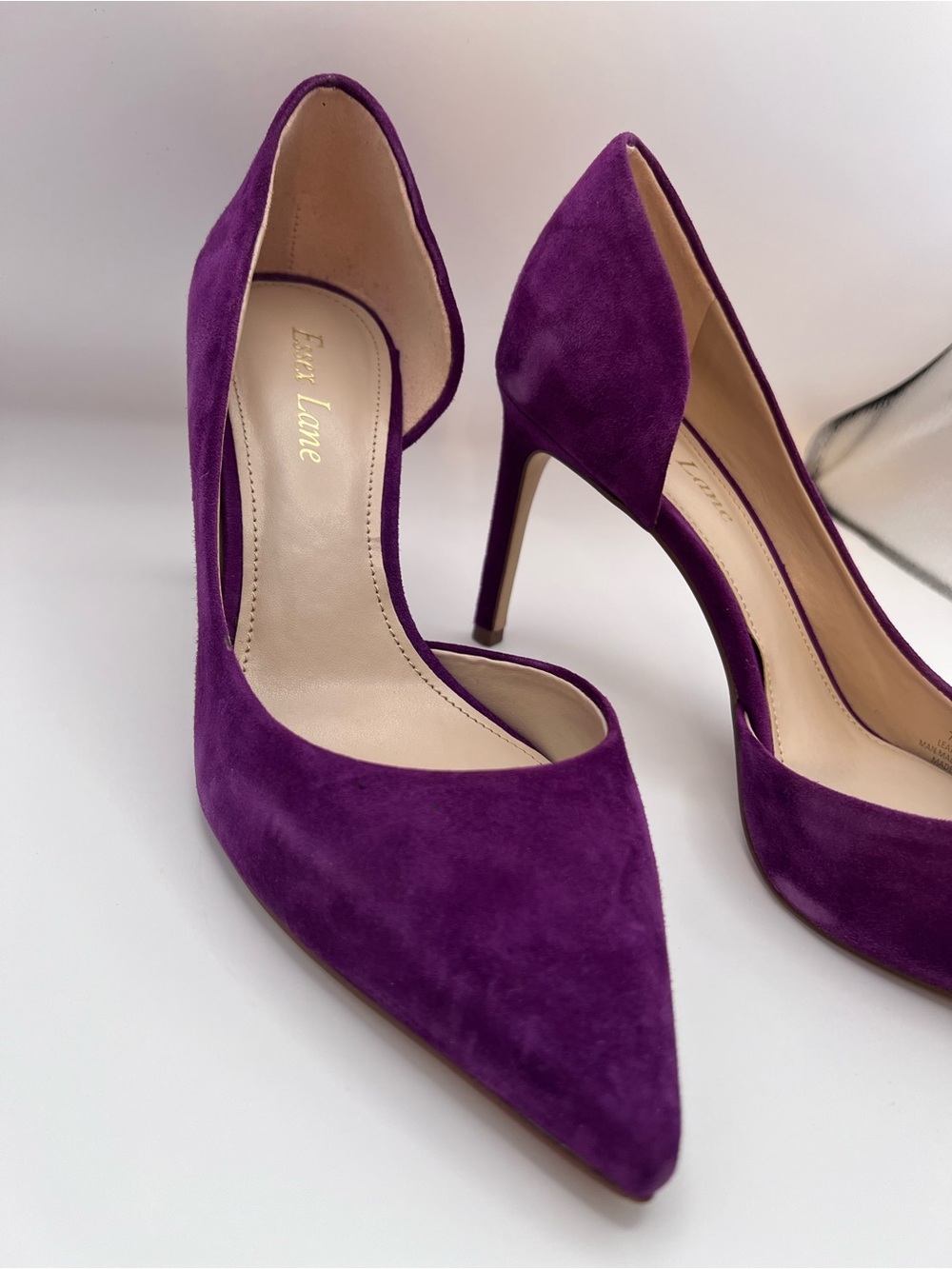 Magenta Suede Pointed-Toe Stiletto Pumps - Picture 3 of 10